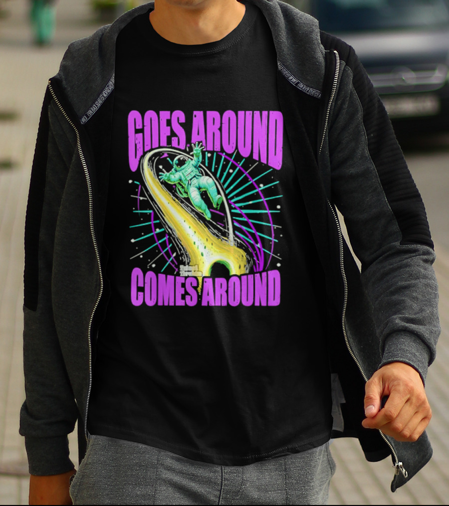 Goes Around Comes Around Astronaut Floating Space Retro Aesthetic T-Shirt