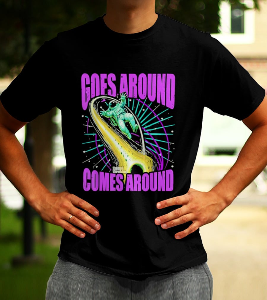 Goes Around Comes Around Astronaut Floating Space Retro Aesthetic T-Shirt