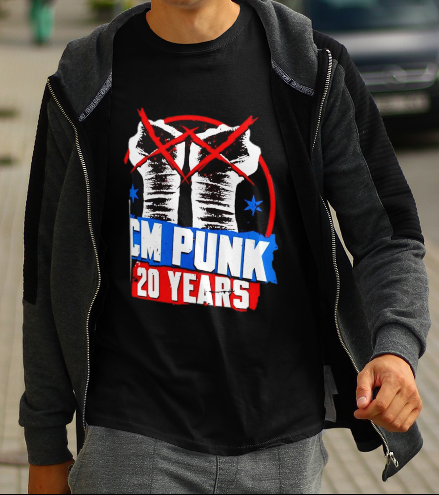 CM Punk 20 Years WWE Fists T-Shirt