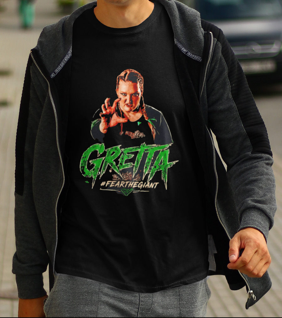 Gretta #FeartheGiant Bold Graphic With Aggressive Pose T-Shirt