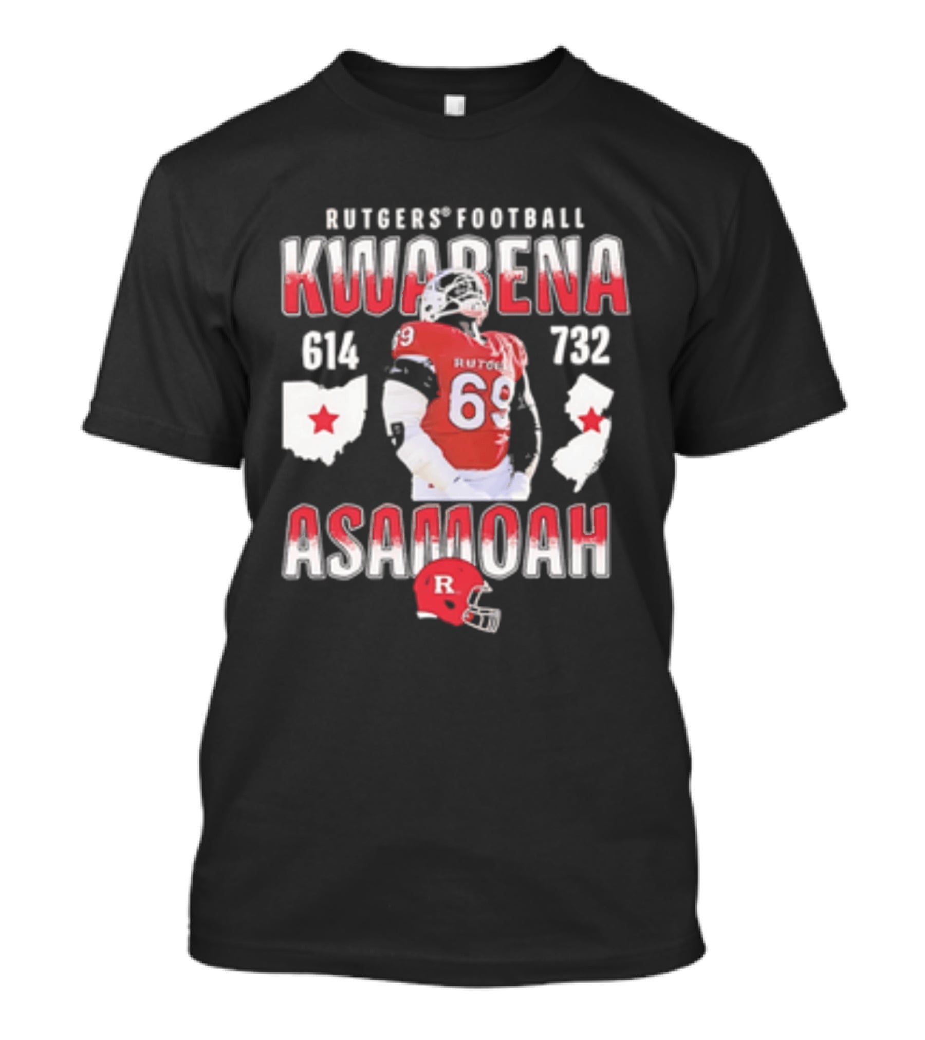 Kwabena Asamoah Rutgers Football 69 Ohio New Jersey 614 732 T-Shirt
