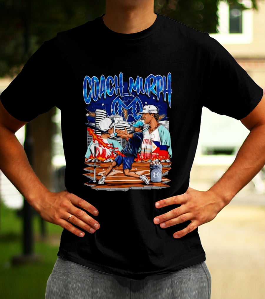 Coach Murph Baseball Training Batting Practice Urban City Flames Philippine Flag T-Shirt