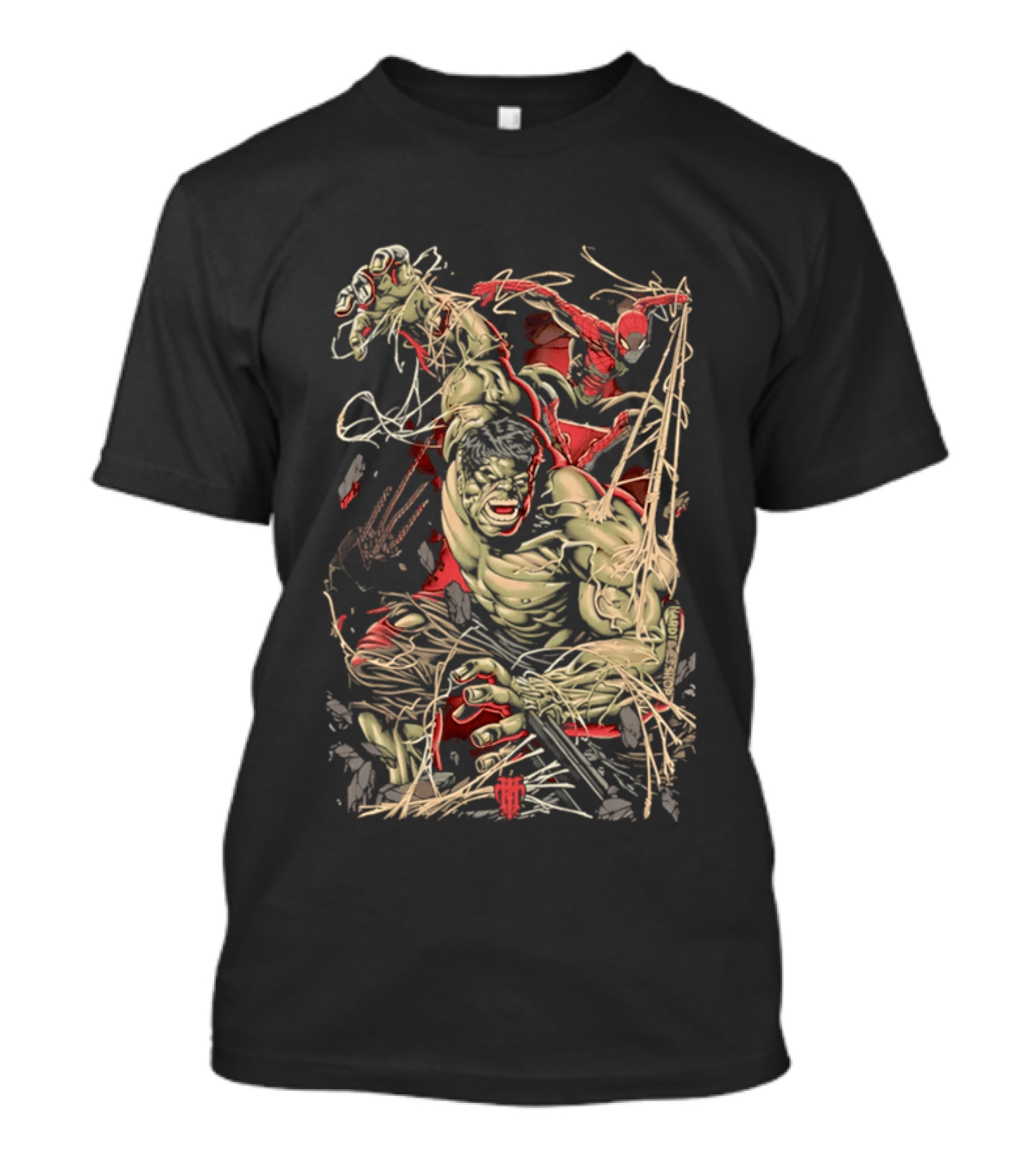 Marvel Hulk Spider Man Dynamic Action Scene T-Shirt