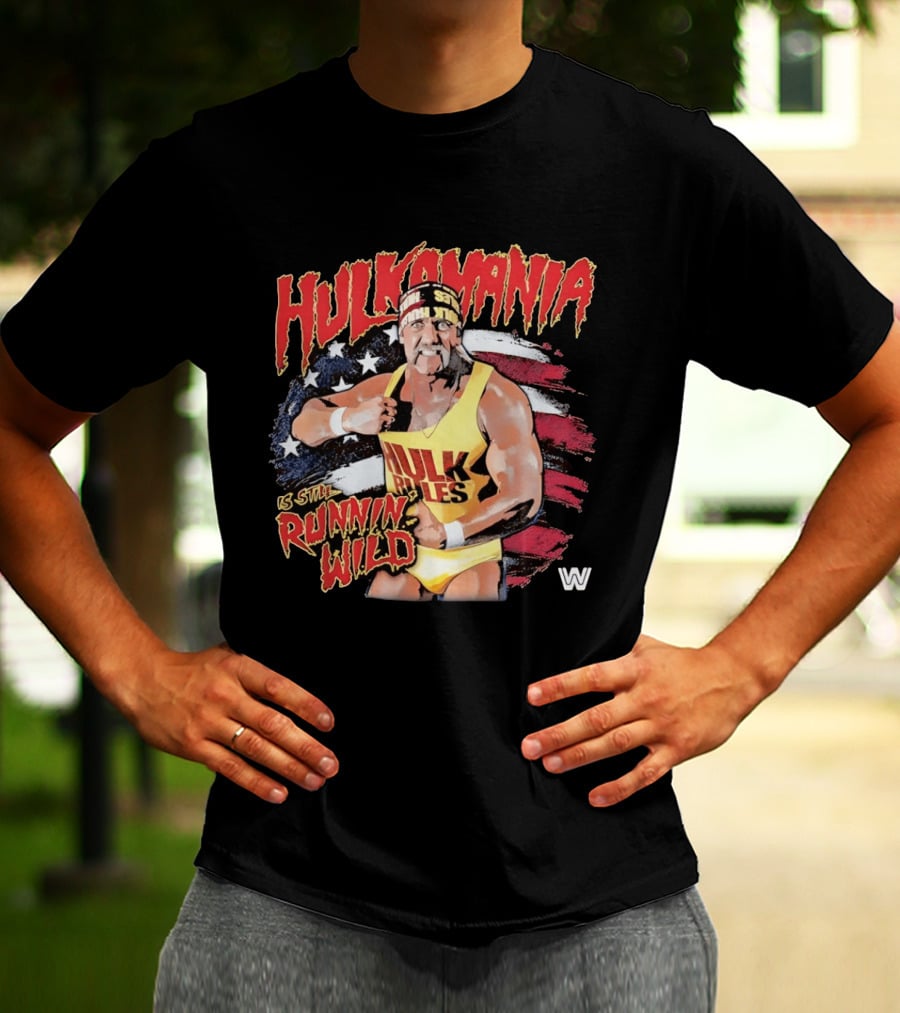 Hulk Hogan Hulkamania Runnin Wild American Flag WWE T-Shirt