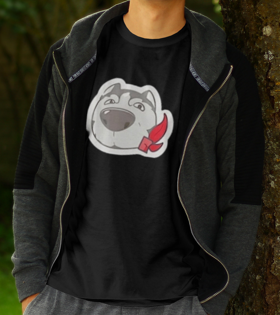 Husky Dog With Red Bandana Puppy Cute Cartoon Face T-Shirt