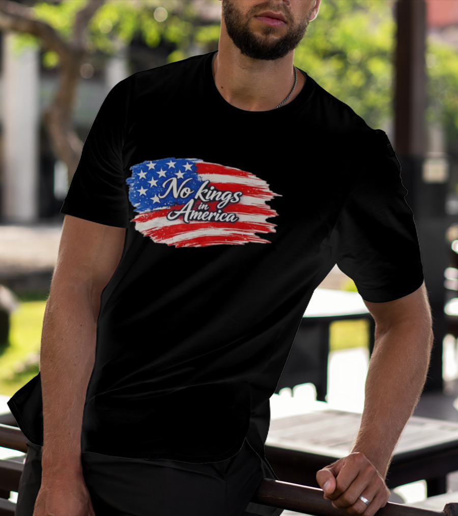 No Kings In America Patriotic Stars And Stripes T-Shirt