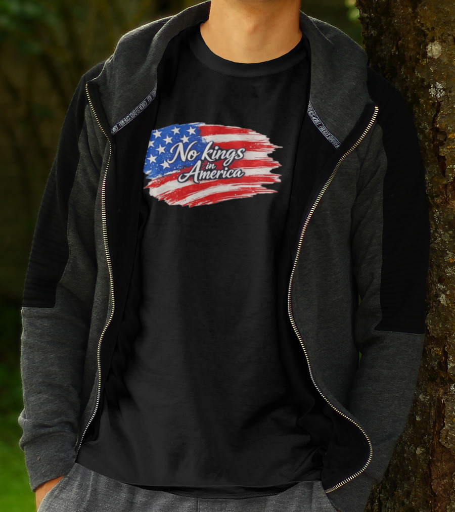No Kings In America Patriotic Stars And Stripes T-Shirt