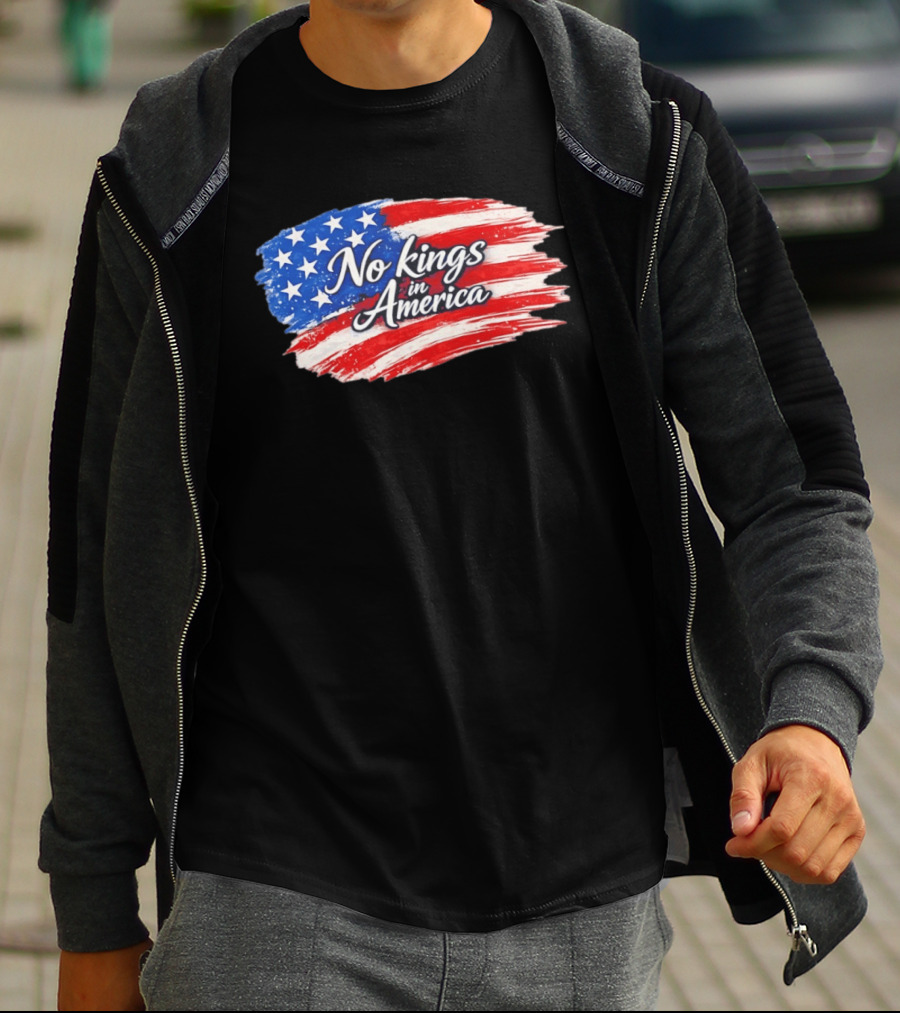 No Kings In America Patriotic Stars And Stripes T-Shirt