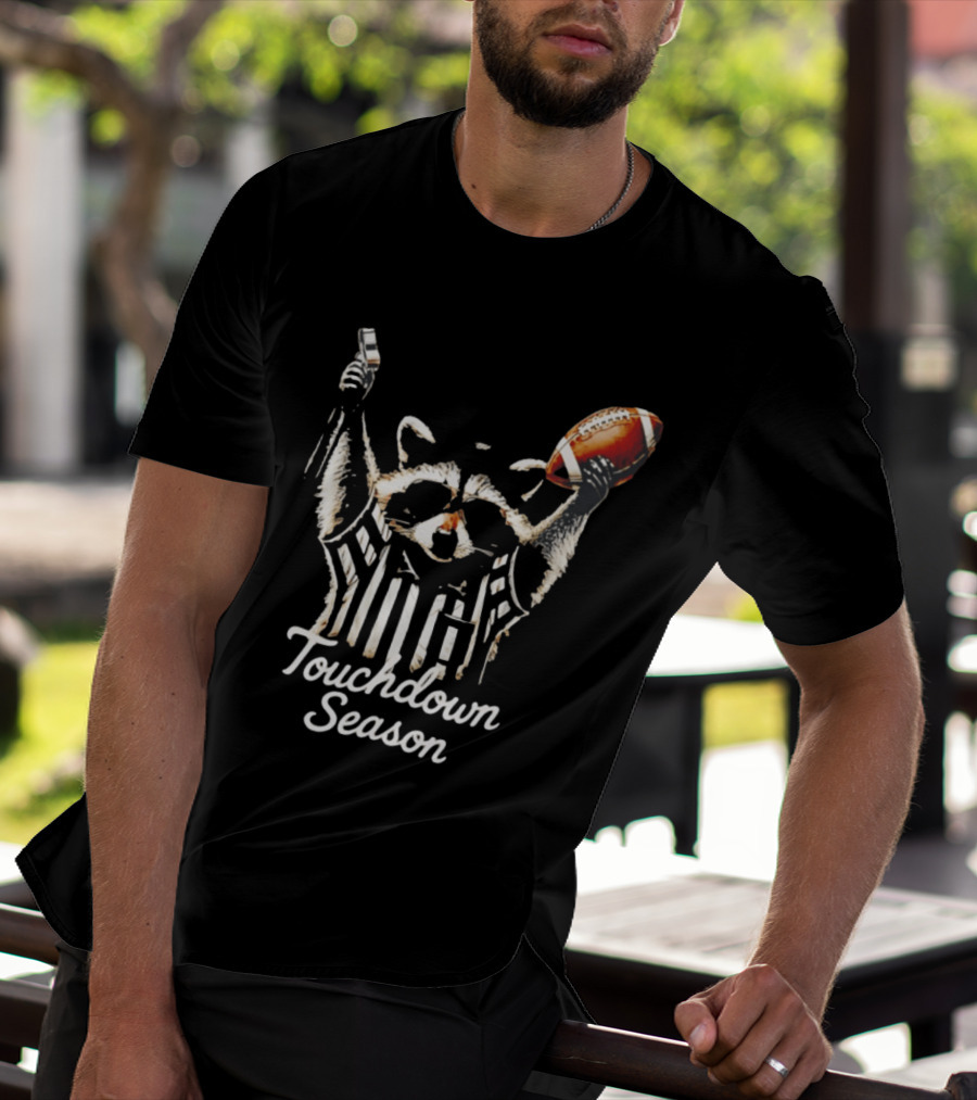 Raccoon Referee Touchdown Season Football Humor T-Shirt