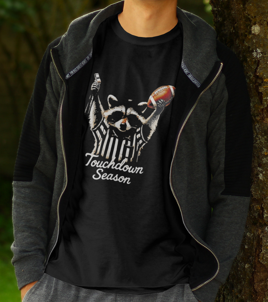 Raccoon Referee Touchdown Season Football Humor T-Shirt