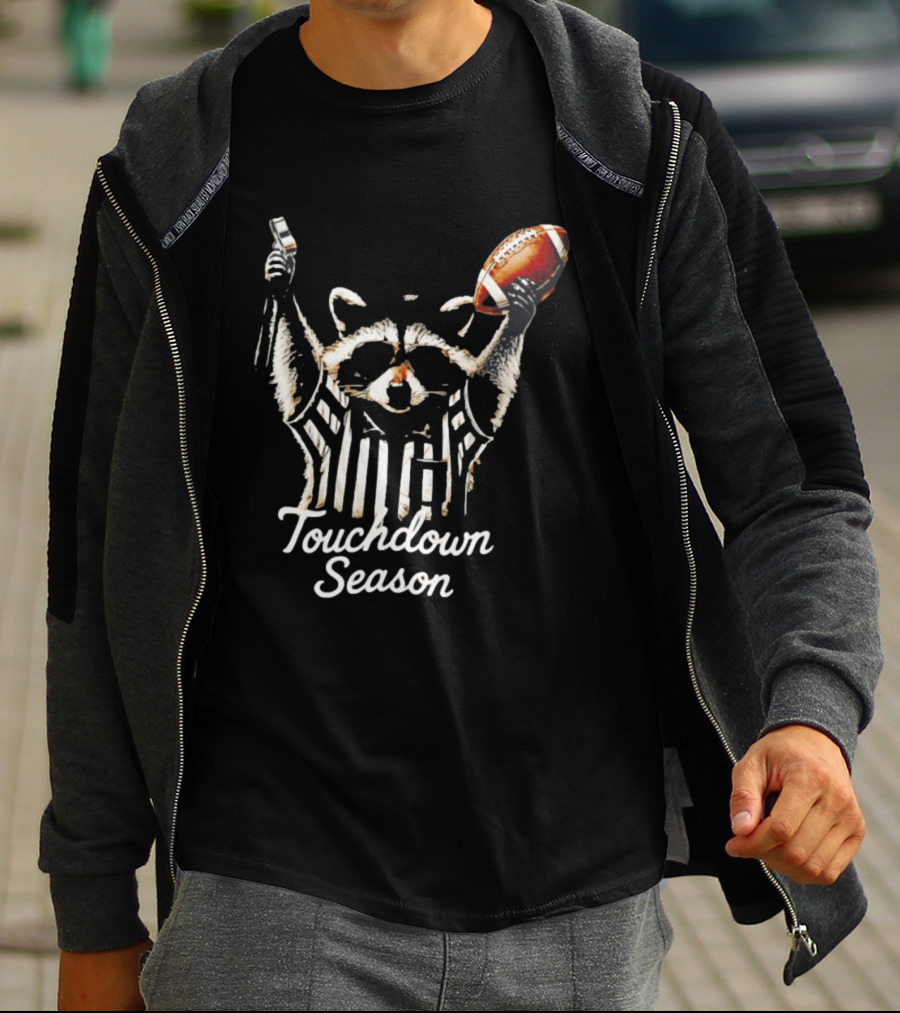 Raccoon Referee Touchdown Season Football Humor T-Shirt