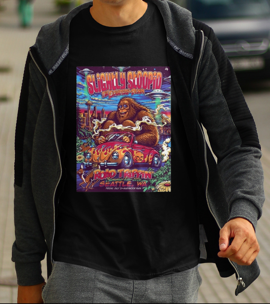 Slightly Stoopid Road Trippin Summer Tour 2026 Seattle WA July 31 Marymoor Park T-Shirt
