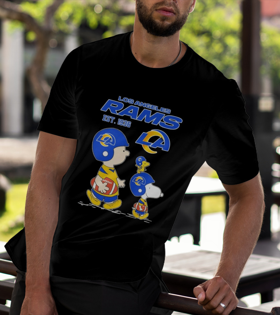 Snoopy Charlie Brown Los Angeles Rams 1936 Football Team LA T-Shirt