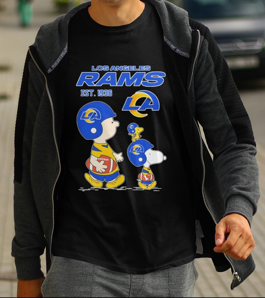 Snoopy Charlie Brown Los Angeles Rams 1936 Football Team LA T-Shirt