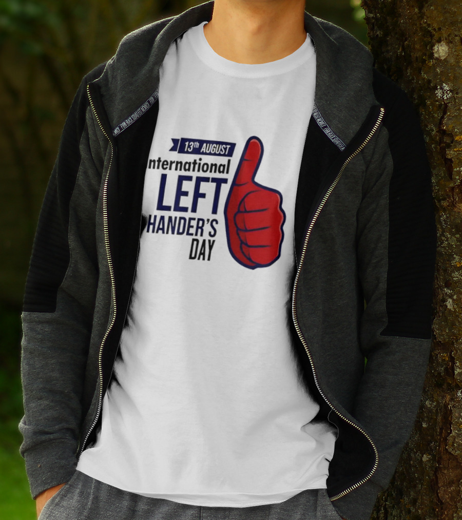 13th August International Left Hander's Day Red Thumbs Up T-Shirt