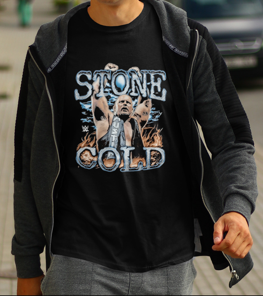 Stone Cold Steve Austin WWE Ice And Flames Iconic Wrestling T-Shirt