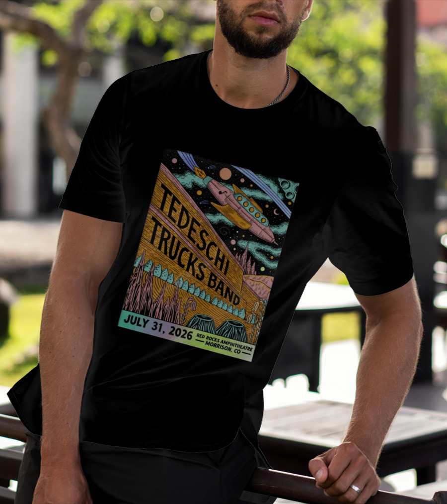 Tedeschi Trucks Band Red Rocks Concert July 31 2026 Morrison CO Spaceship T-Shirt