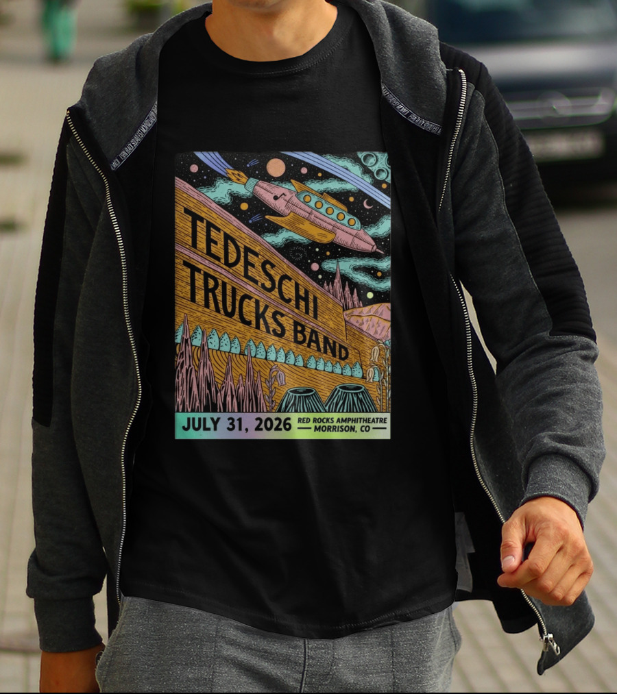 Tedeschi Trucks Band Red Rocks Concert July 31 2026 Morrison CO Spaceship T-Shirt