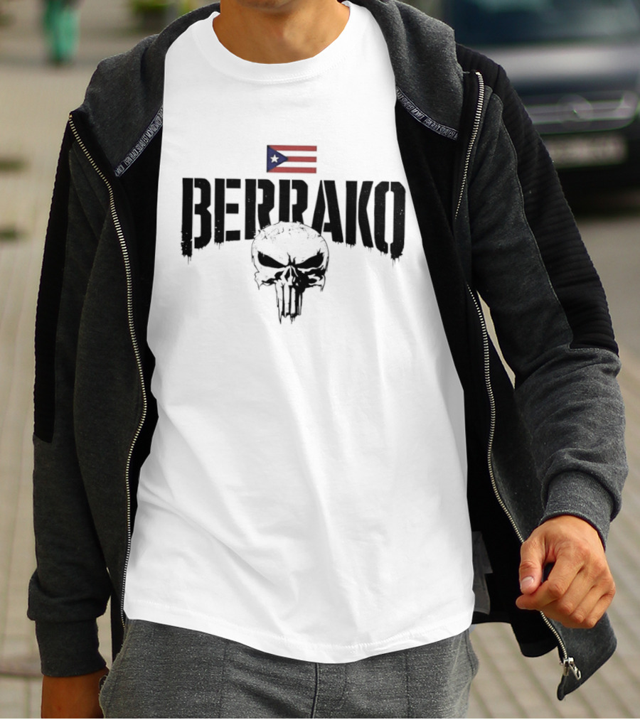Berrako Skull Puerto Rican Flag T-Shirt