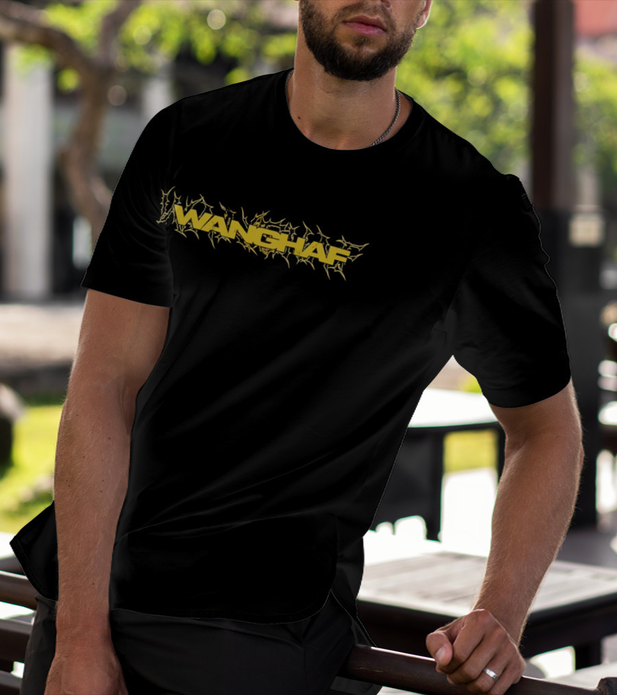 Wanghaf Bold Yellow Text With Tribal T-Shirt