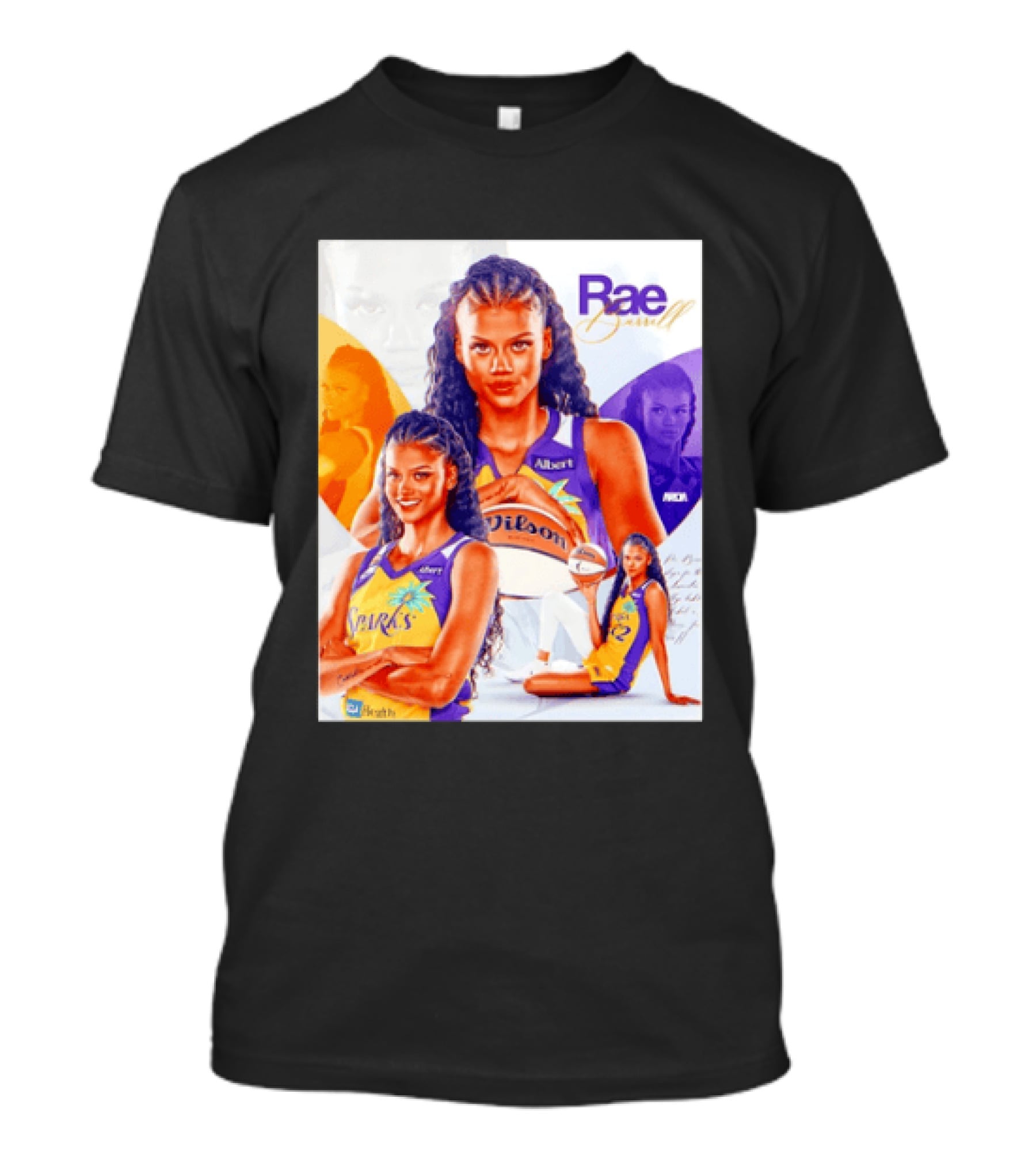 WNBA Rae Burrell Los Angeles Sparks No 22 Wilson Basketball Collage T-Shirt