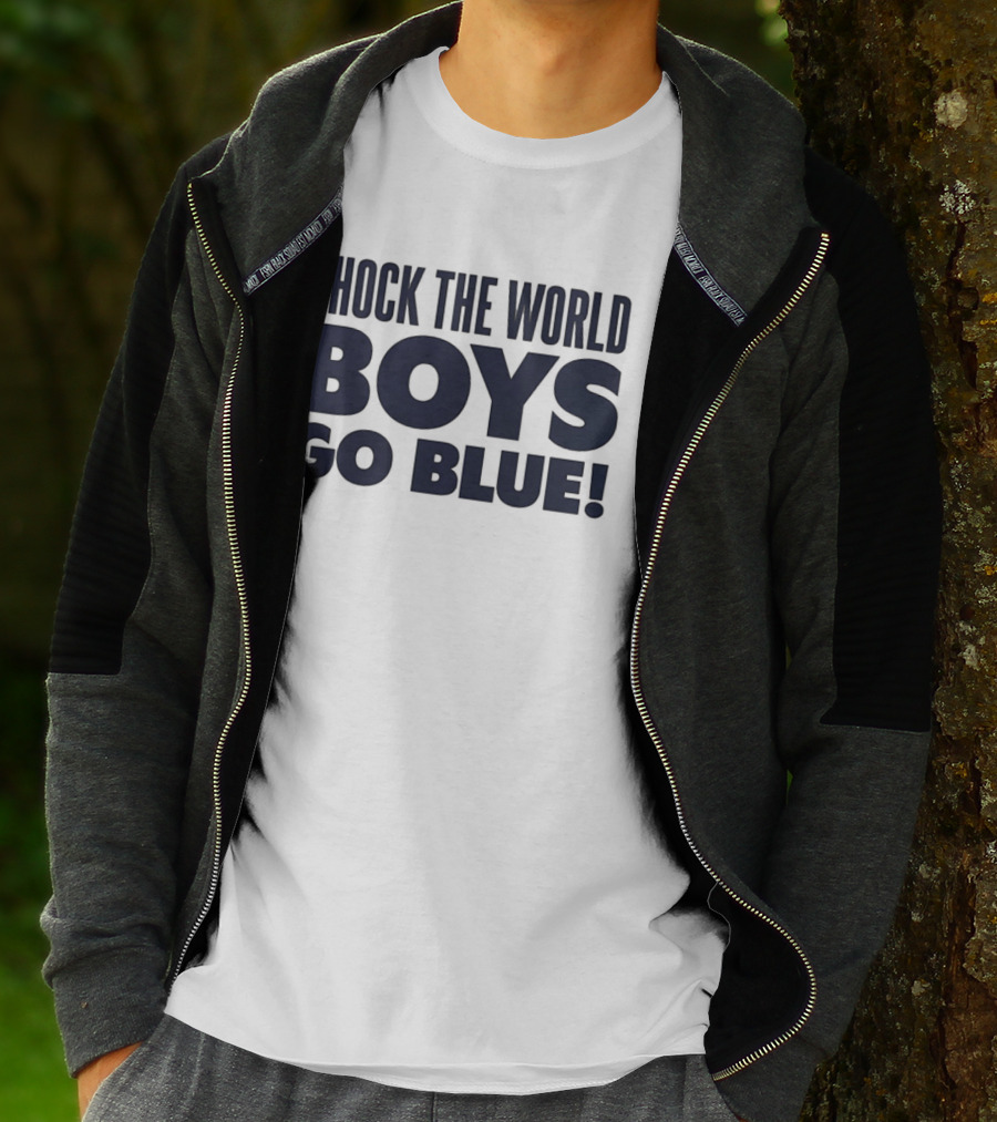 Shock The World Michigan Men's Basketball Boys Go Blue T-Shirt