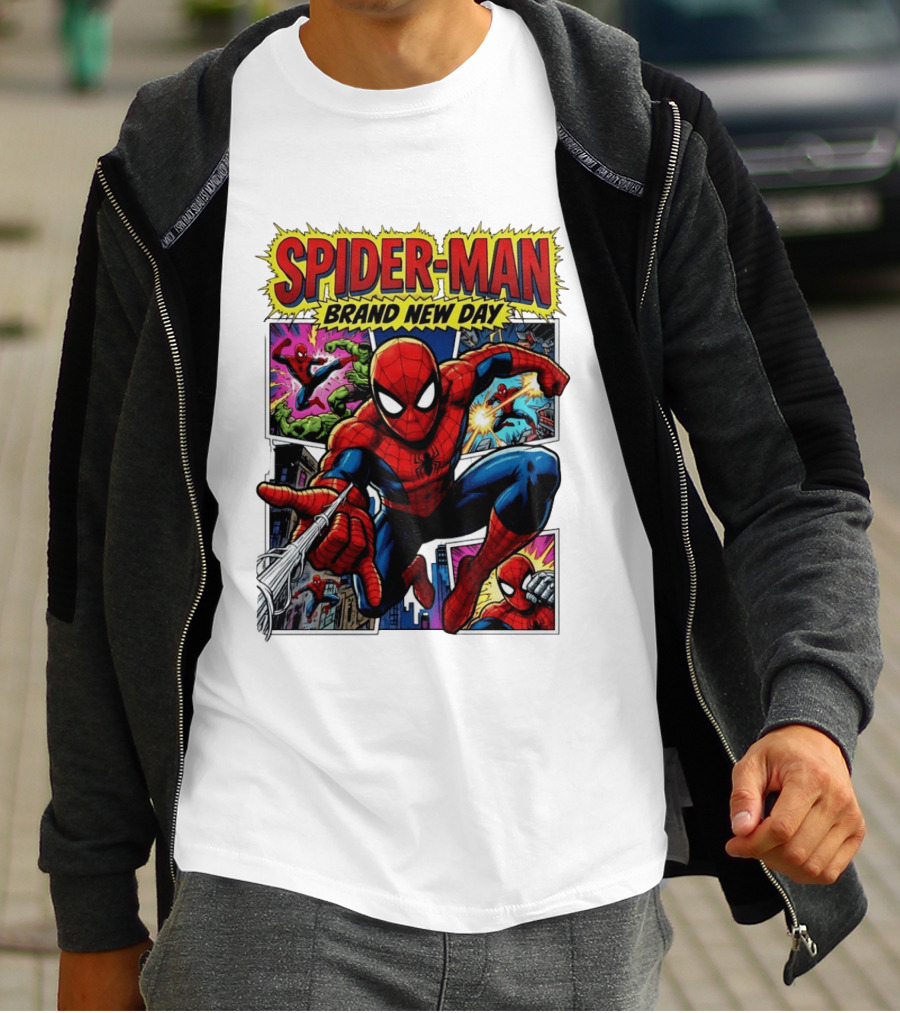 Spider Man Brand New Day Collage Marvel Comic Adventure T-Shirt