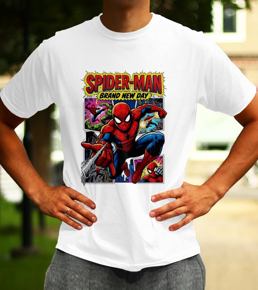 Spider Man Brand New Day Collage Marvel Comic Adventure T-Shirt