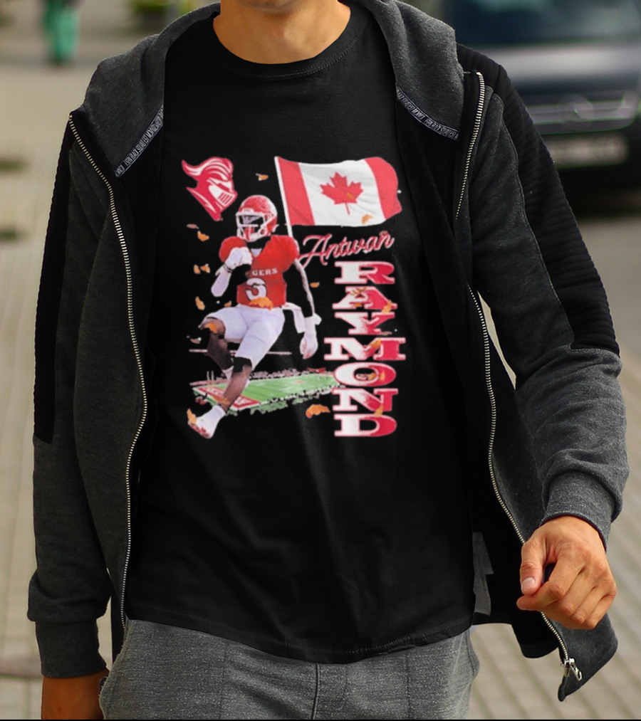 Antwan Raymond Rutgers Scarlet Knights Canadian Flag Football T-Shirt