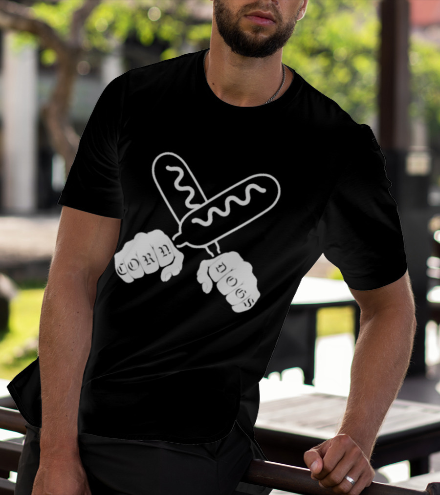 Corndog Knuckles Fun Novelty Design With Crossed Snacks And Fists T-Shirt