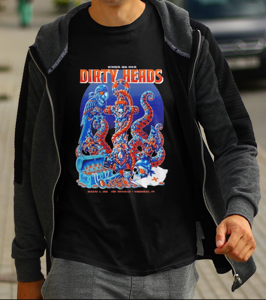 Dirty Heads Summer 2026 Tour Nashville TN August 1 Skeletons And Octopus T-Shirt