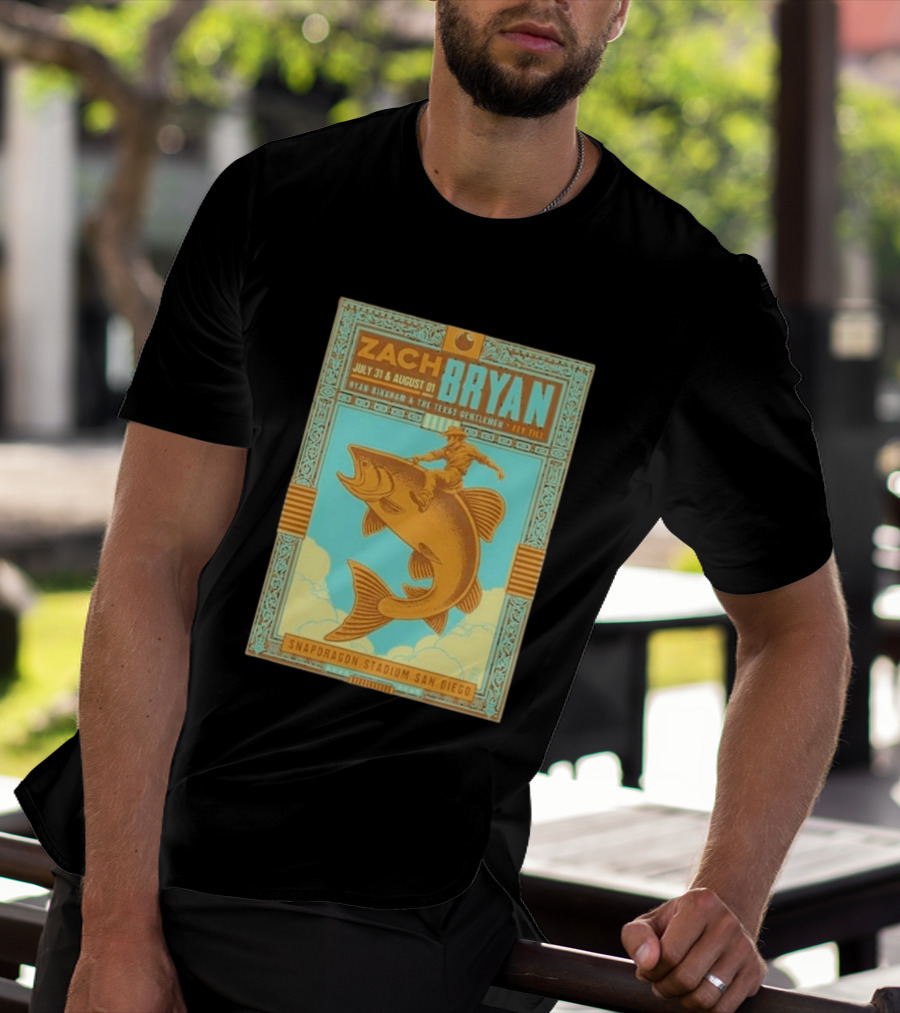 Zach Bryan July 31 August 1 Snapdragon Stadium San Diego Featuring Ryan Bingham The Texas Gentlemen Key Eli 2026 T-Shirt