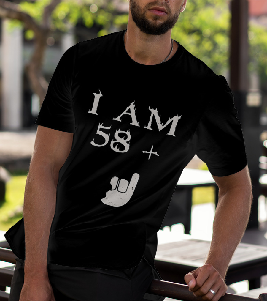 I Am 58 Plus Rock Hand Gesture T-Shirt