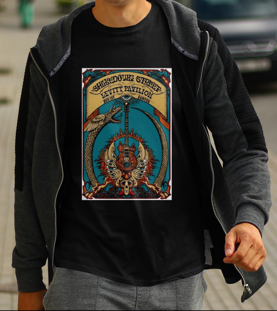 Shakedown Street Levitt Pavilion Aug 1 Denver 2026 Snake Guitar Skull T-Shirt