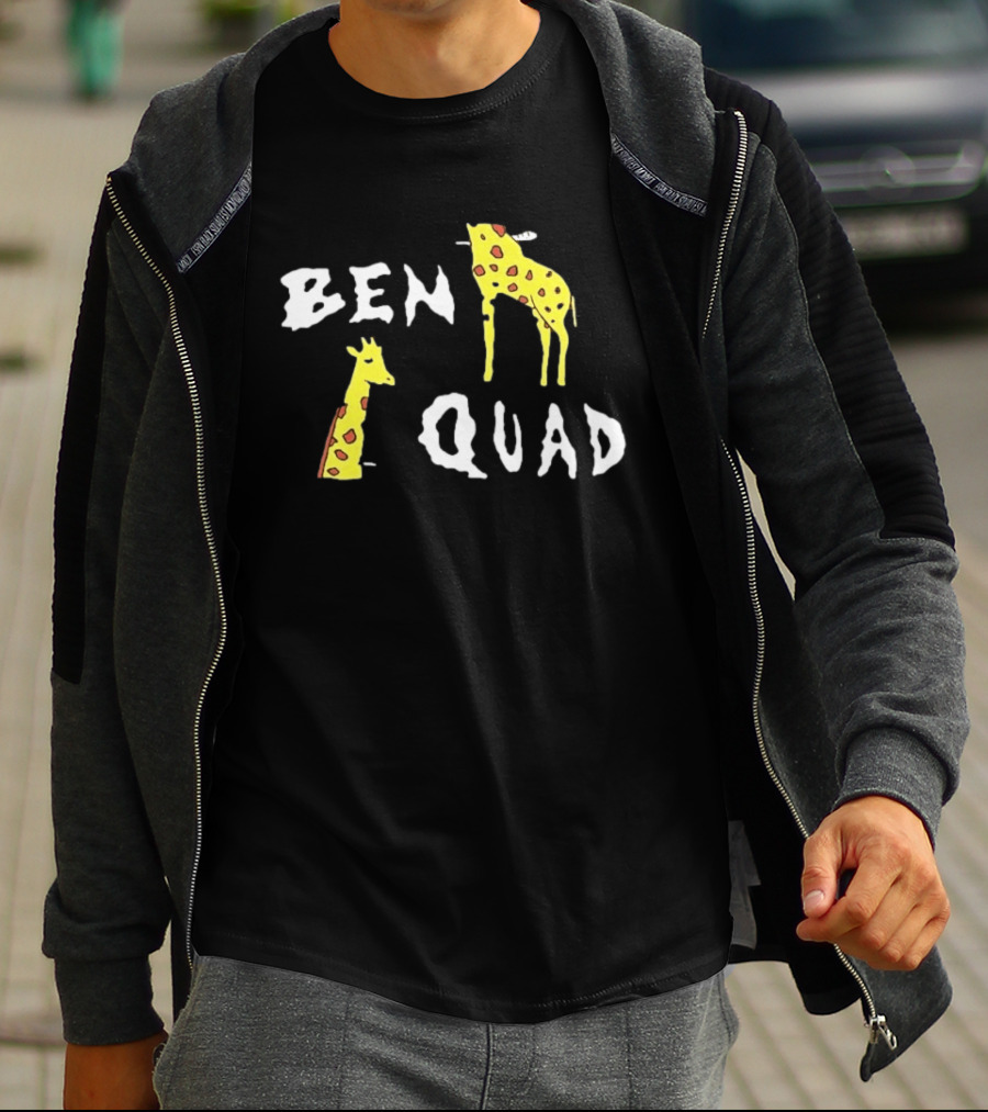 Ben Quad Giraffe Illustration Fun Cartoon T-Shirt