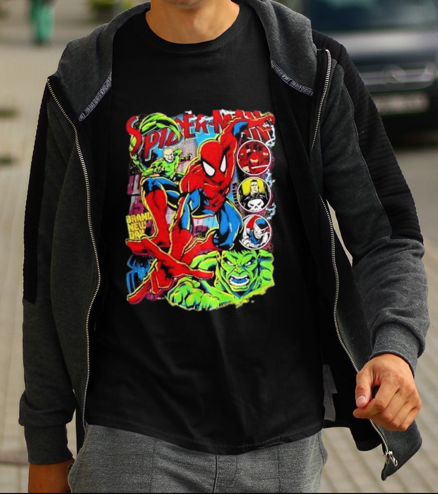 Spider Man Marvel Hulk Punisher Scorpion Ninja Brand New Day T-Shirt