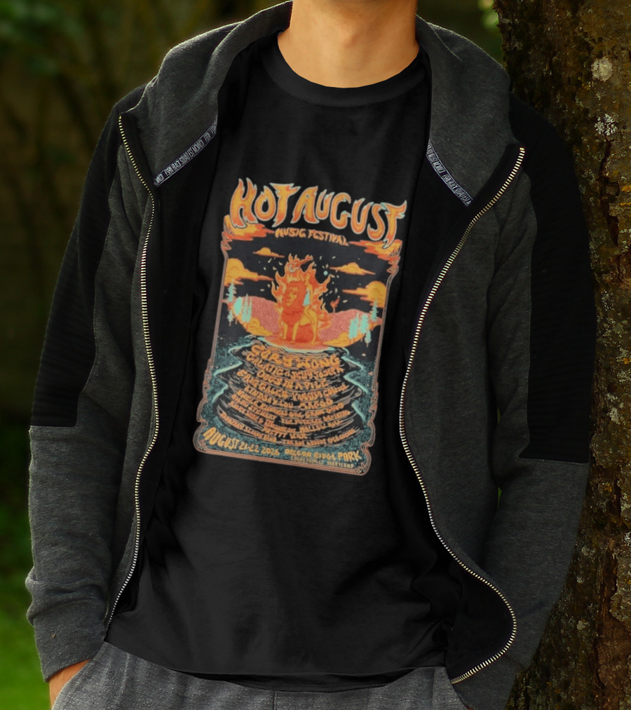Hot August Music Festival 2026 Oregon Ridge Park Featuring Grace Stone Galactic Hartska Dogs Brass Playground Elise Testone DJ Williams T-Shirt