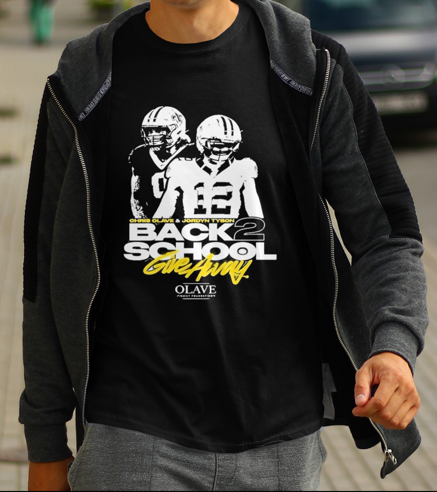 Chris Olave Jordyn Tyson Back 2 School Give Away Olave Connections T-Shirt