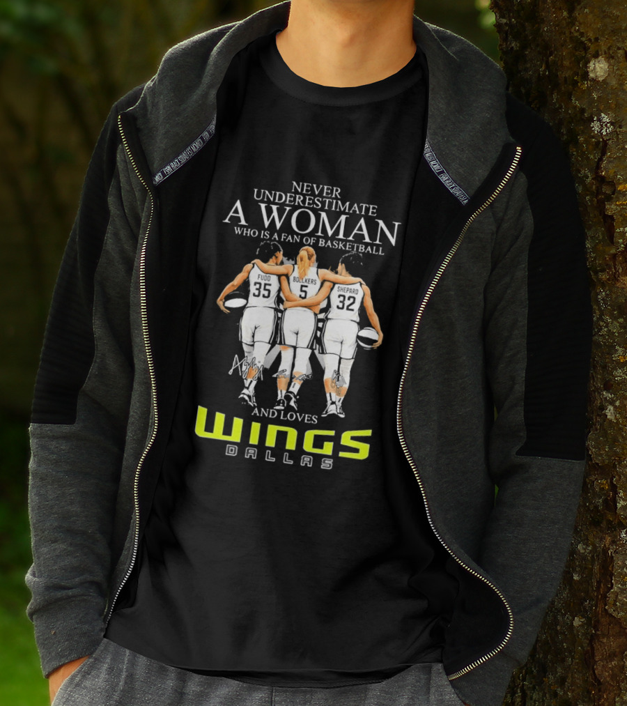 Never Underestimate A Woman Who Is A Fan Of Basketball And Loves Dallas Wings T-Shirt