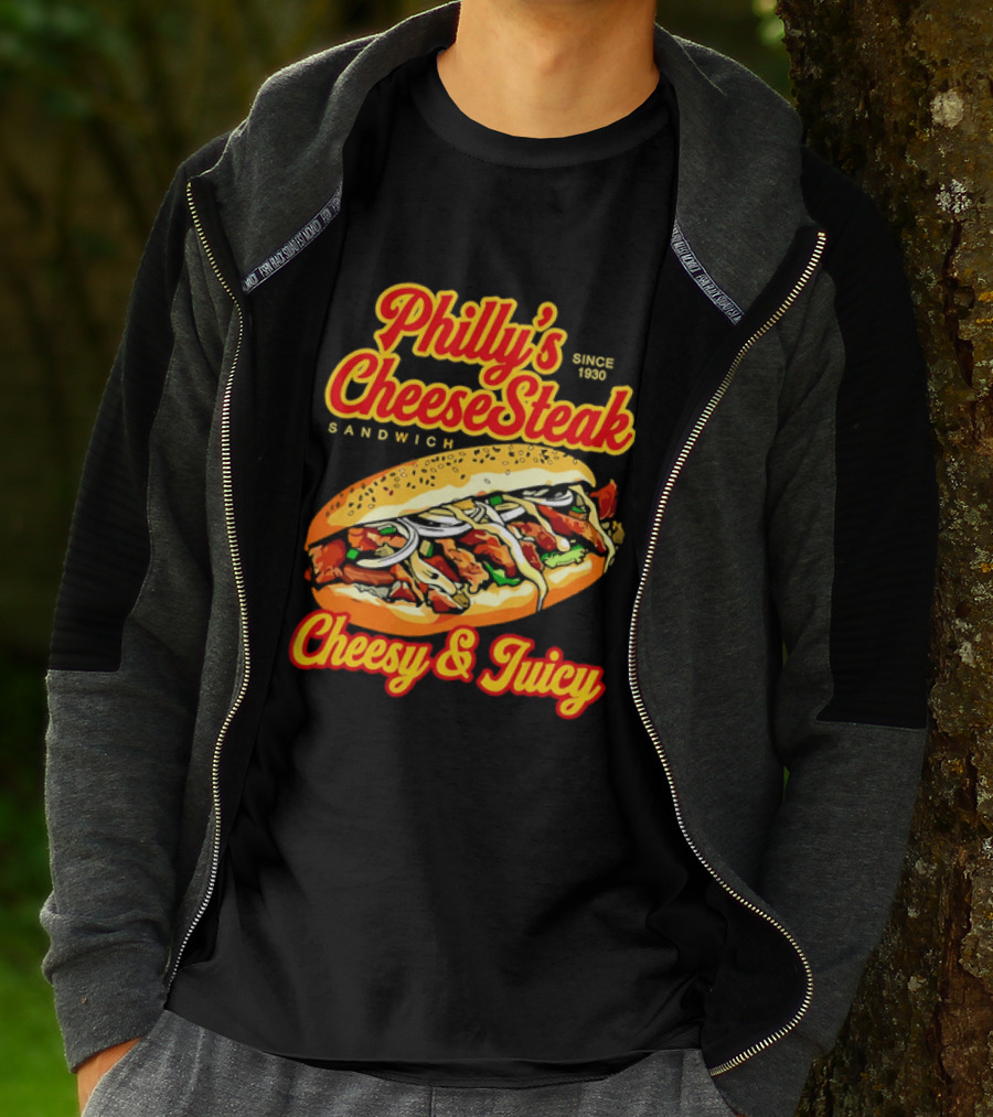 Philly's Cheesesteak Sandwich Cheesy & Juicy Since 1930 Classic Flavor Experience T-Shirt