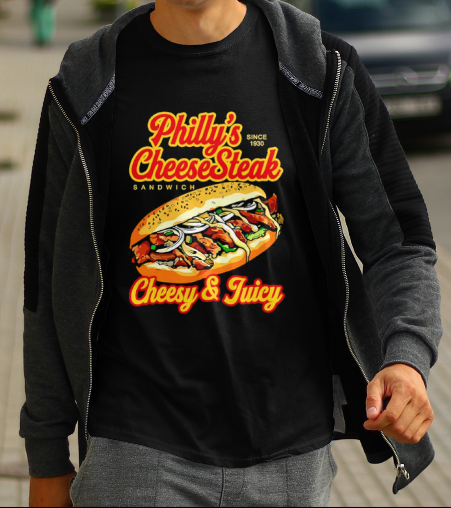 Philly's Cheesesteak Sandwich Cheesy & Juicy Since 1930 Classic Flavor Experience T-Shirt