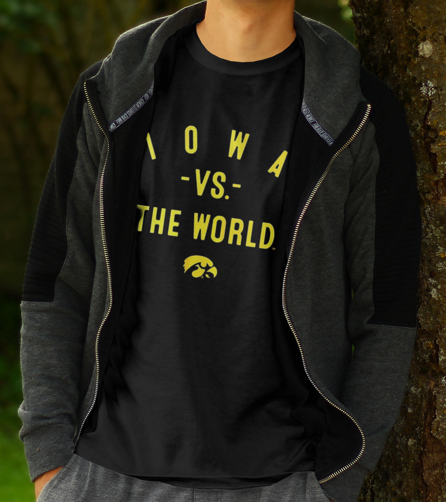 Iowa Hawkeyes NCAA Football Iowa Vs The World 2026 Yellow Text With Hawkeye T-Shirt