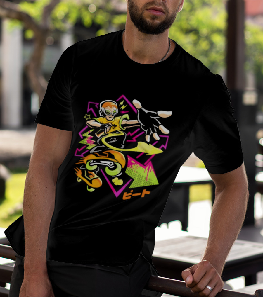 Jet Set Radio Beat Character Keep Rollin Neon Graffiti T-Shirt
