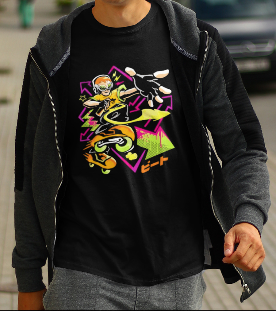 Jet Set Radio Beat Character Keep Rollin Neon Graffiti T-Shirt