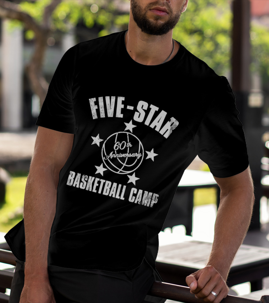 FIVE STAR 60th Anniversary Basketball Camp Ball And Stars T-Shirt