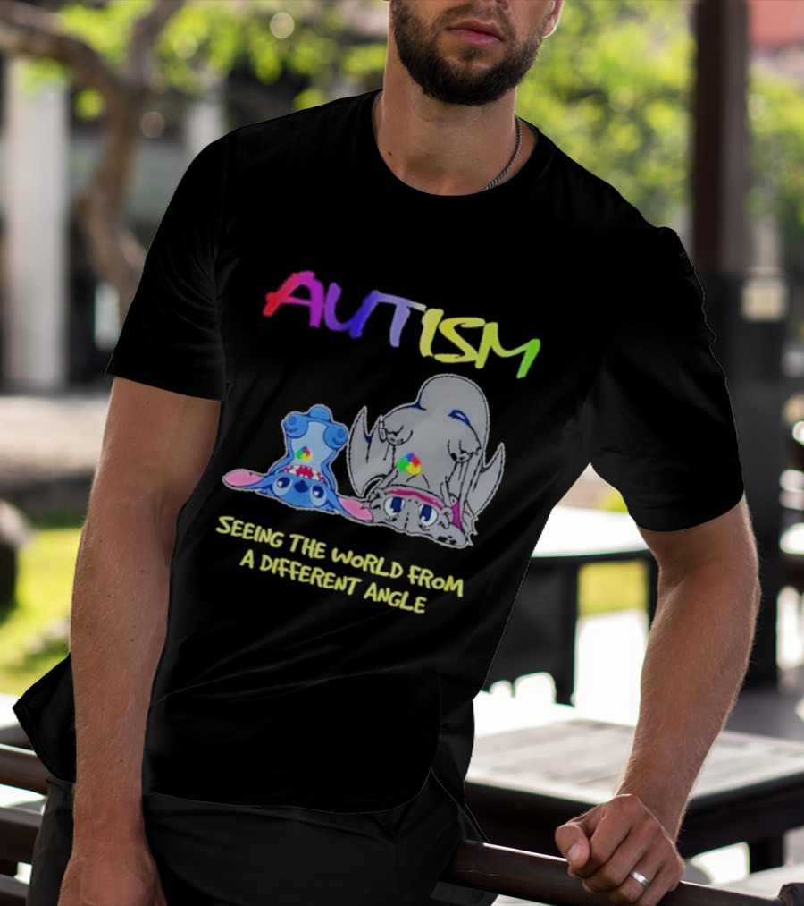 Autism Seeing The World From A Different Angle Toothless Stitch T-Shirt