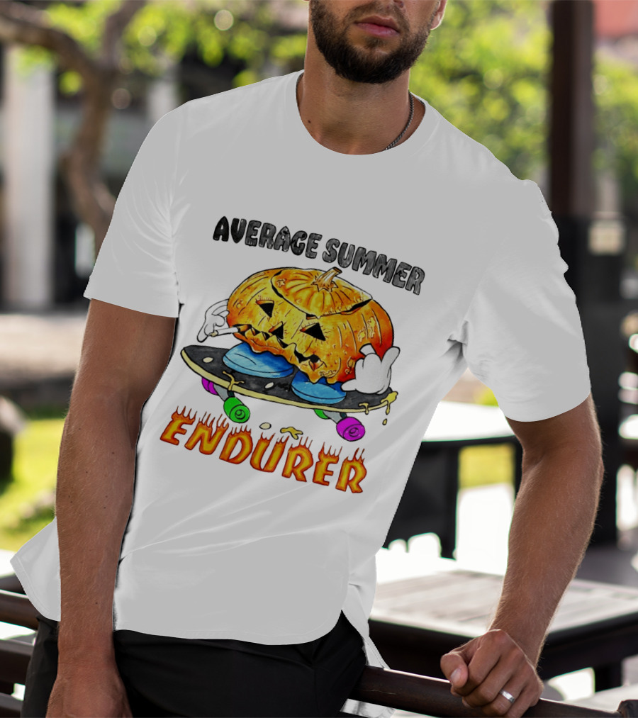 Average Summer Endurer Pumpkin Skater Skateboarding T-Shirt