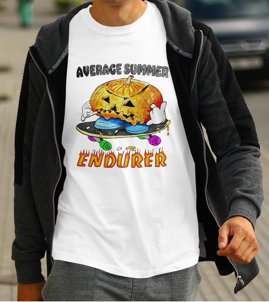Average Summer Endurer Pumpkin Skater Skateboarding T-Shirt