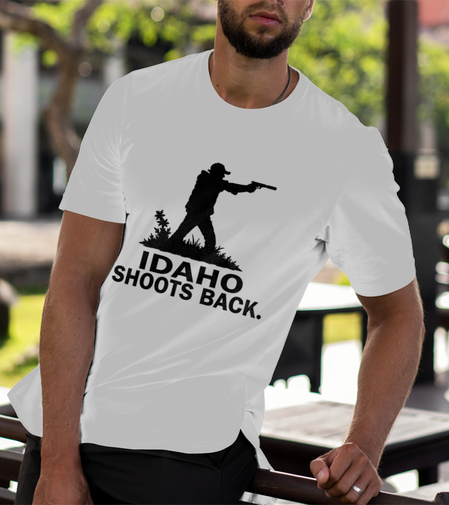 Idaho Shoots Back Silhouette Hunter With Gun T-Shirt