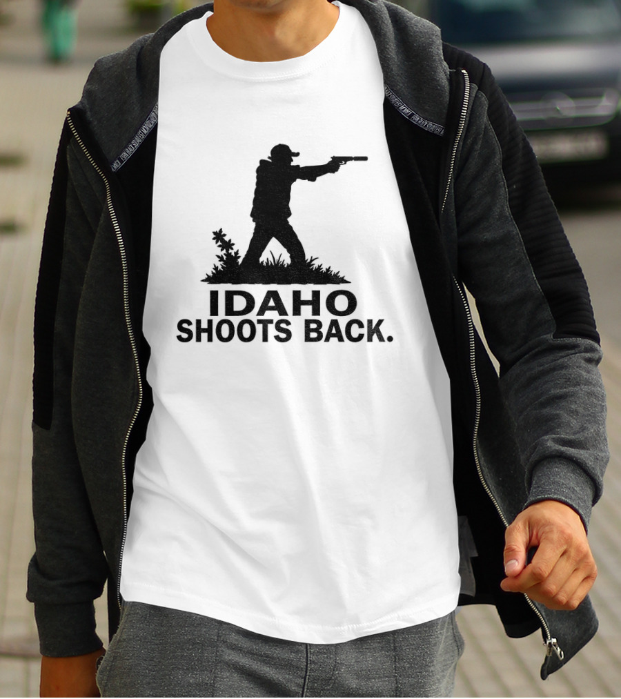 Idaho Shoots Back Silhouette Hunter With Gun T-Shirt